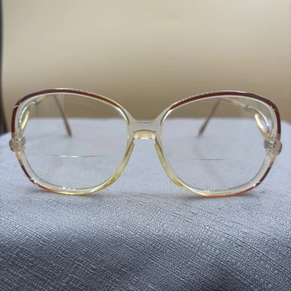 Vintage Eyeglass Frames Women Medium Clear Brown Excellent Librarian Chic